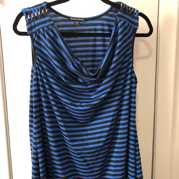 Long blue and black tank top - Picture 1 of 4